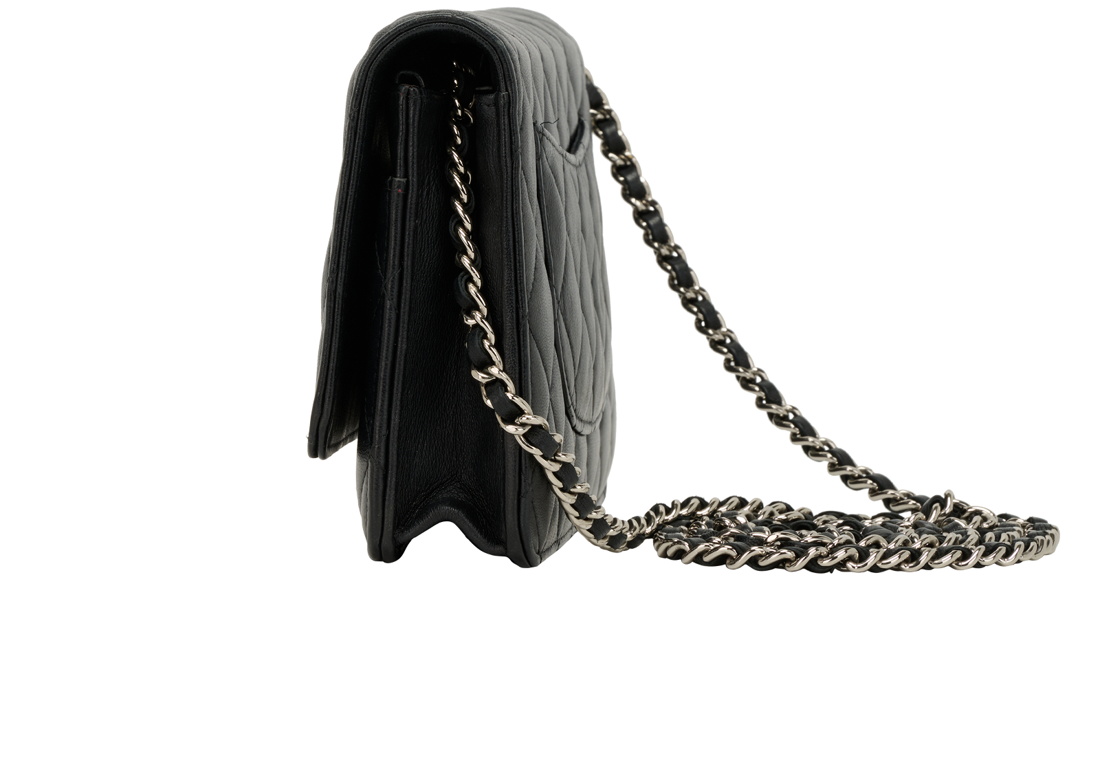 Classic Wallet On Chain, &pound;1,500, Handbags, Black, Lambskin Leather, Bottom view